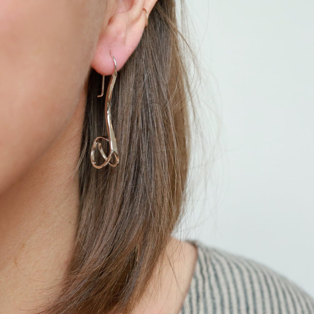 EAR Sterling Silver Long Curl Drop Earring