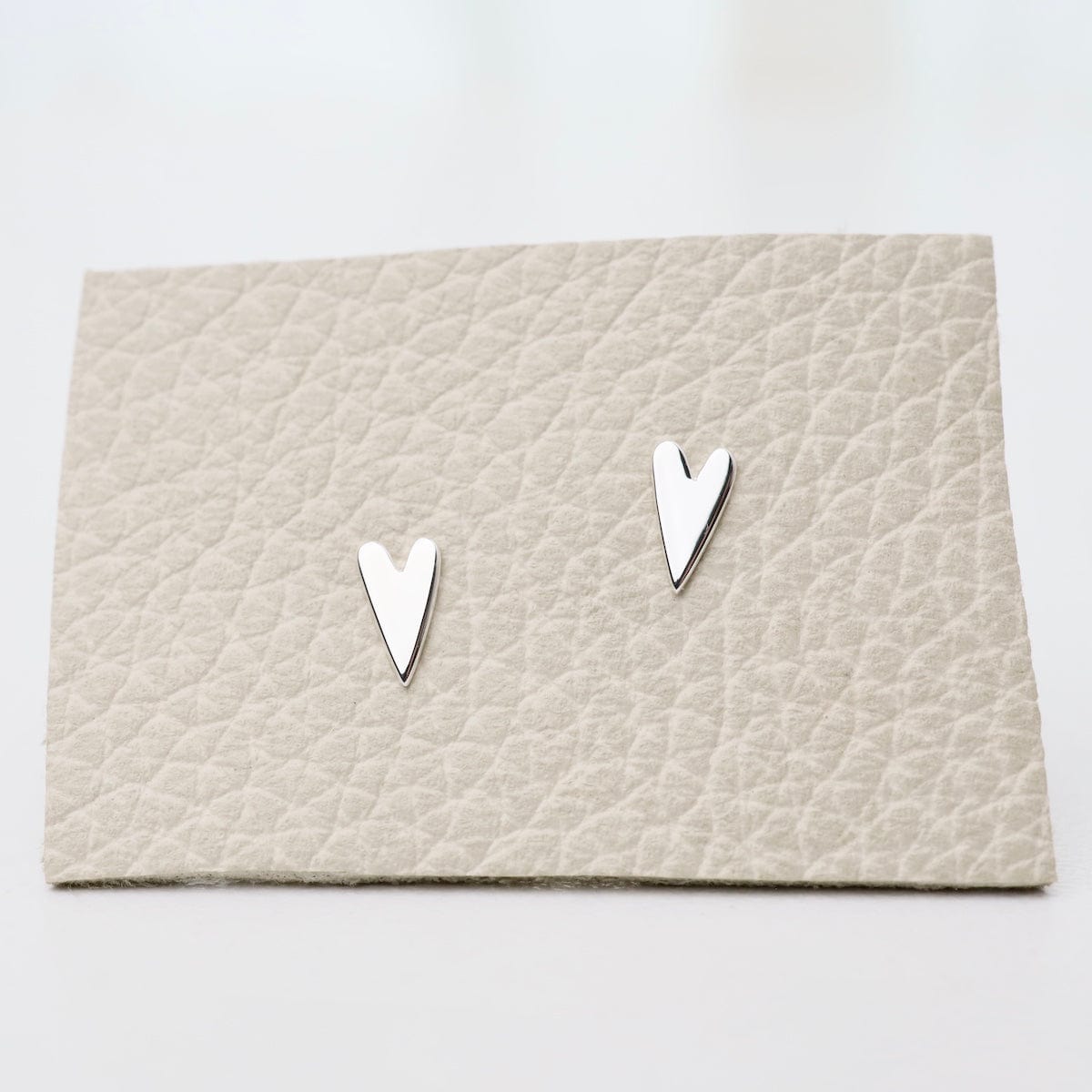 EAR Sterling Silver Long Flat Heart Stud Earrings