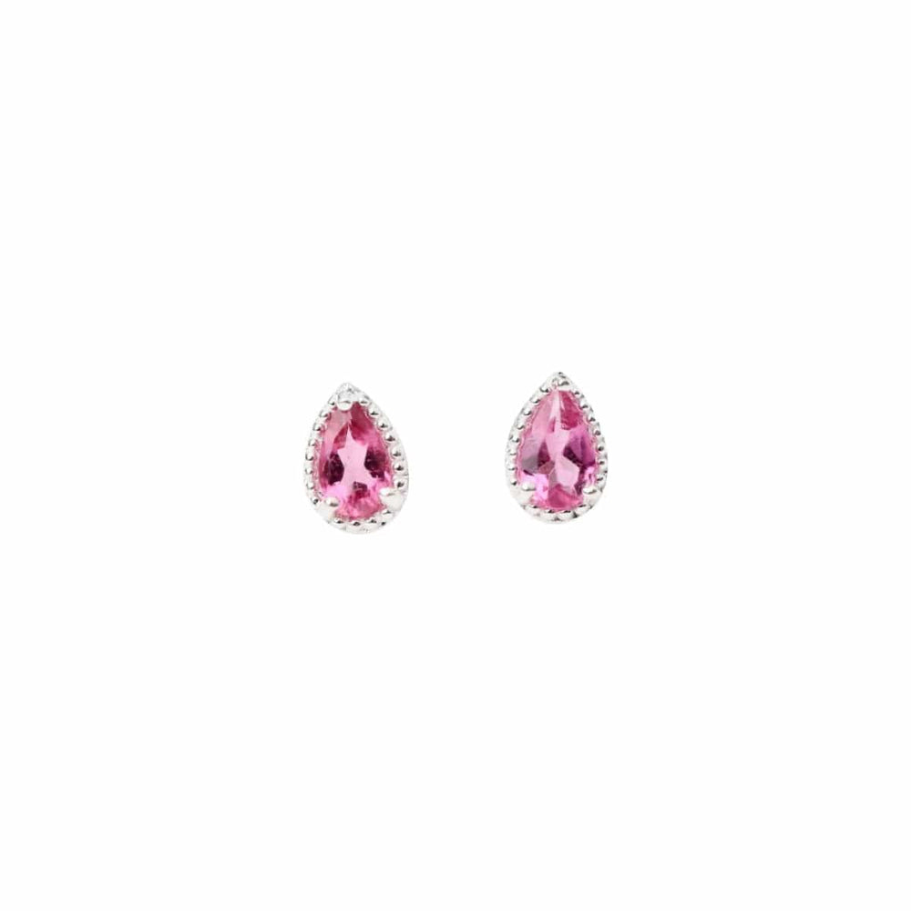 
                      
                        EAR Sterling Silver Milgrain Edge Pink Tourmaline Pear Studs
                      
                    