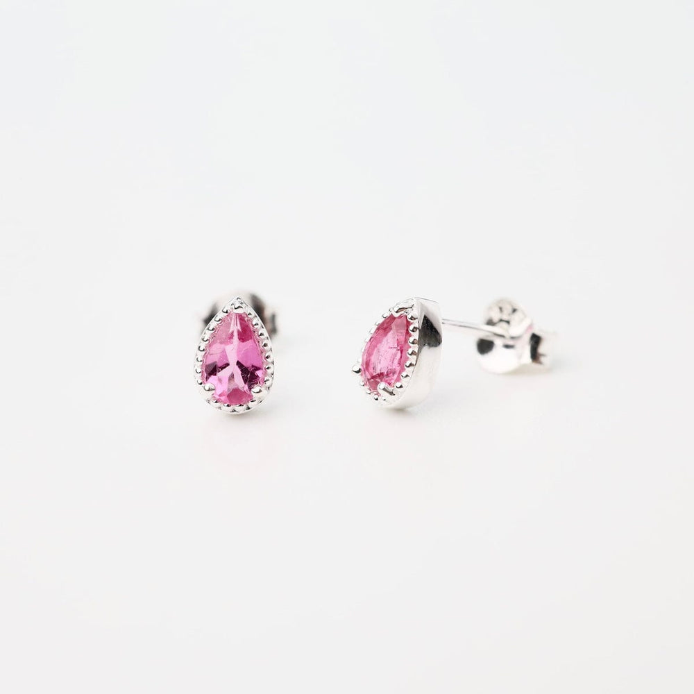 
                      
                        EAR Sterling Silver Milgrain Edge Pink Tourmaline Pear Studs
                      
                    