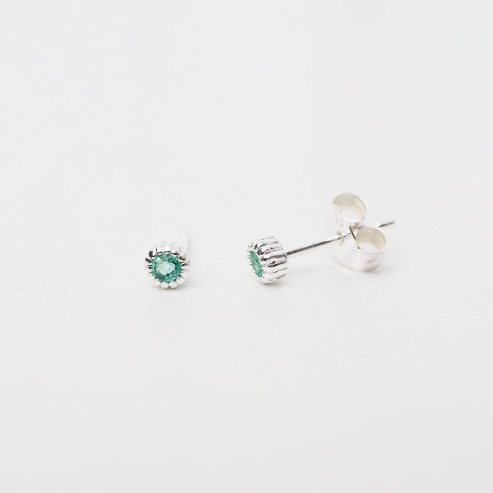 
                      
                        EAR Sterling Silver Milgrain Edge Studs - Emerald
                      
                    