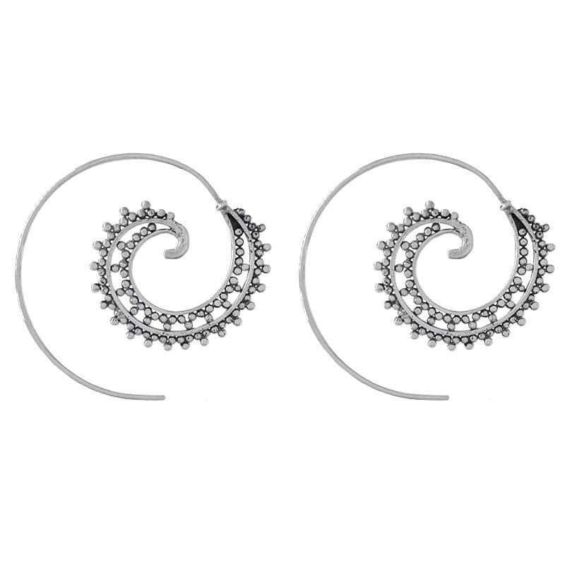 EAR Sterling Silver Nautilus Double Spiral Hoop