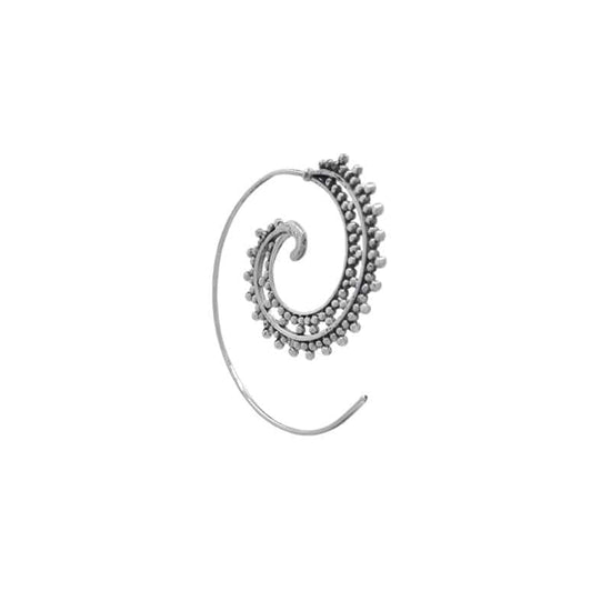 EAR Sterling Silver Nautilus Double Spiral Hoop