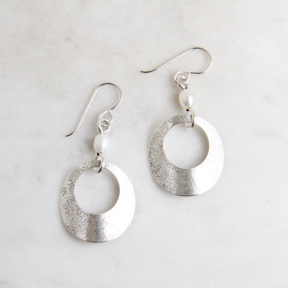 EAR Sterling Silver Open Disc, Slightly Folded Earring