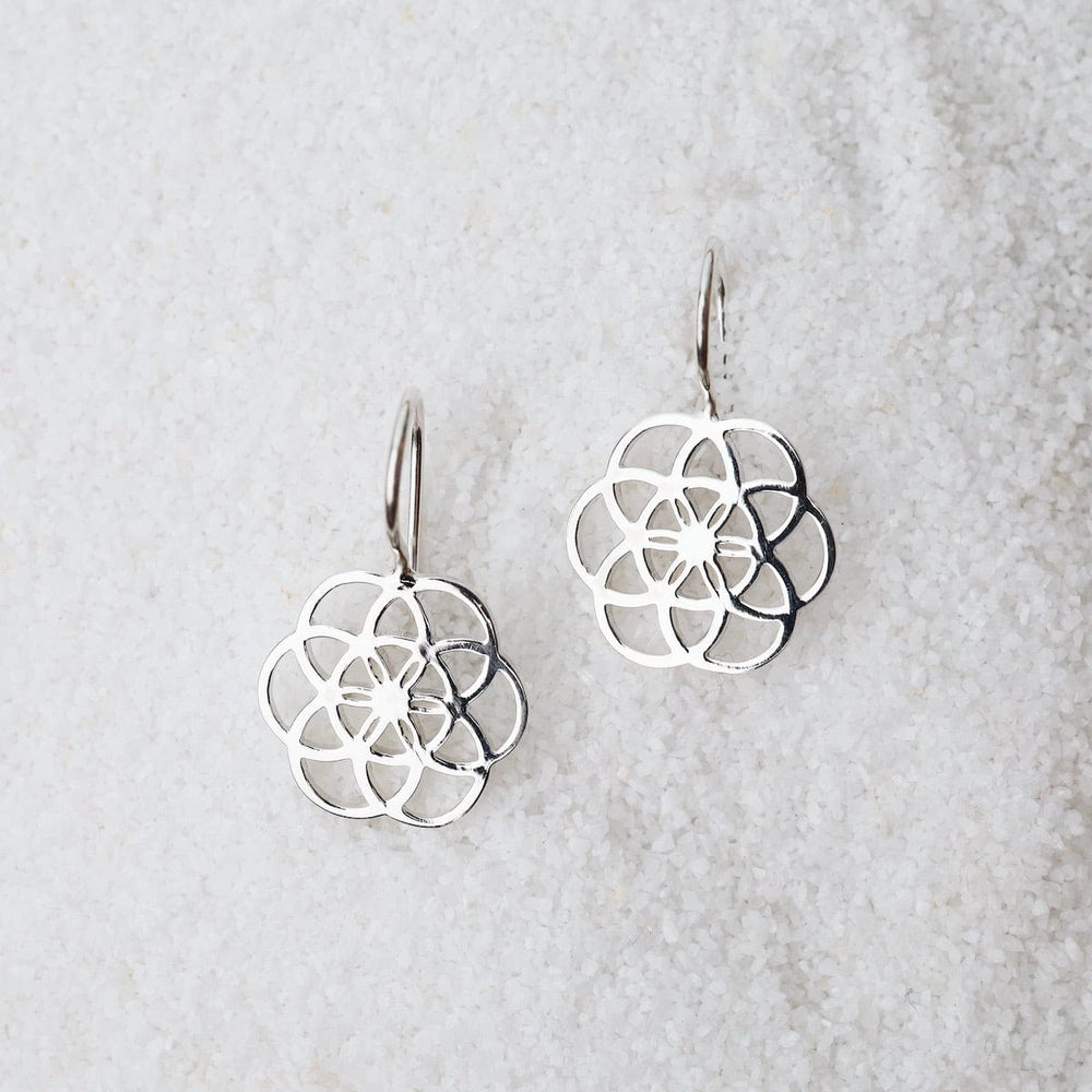 EAR Sterling Silver Open Geometric Flower Earrings