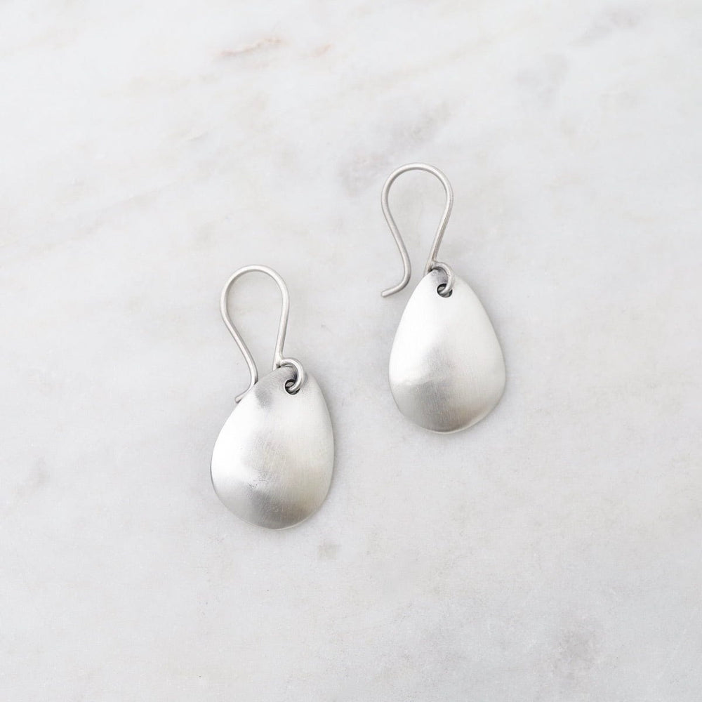 EAR Sterling Silver Organic Shaped Domed Drop Earrings