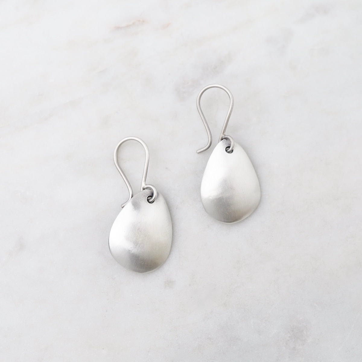 EAR Sterling Silver Organic Shaped Domed Drop Earrings