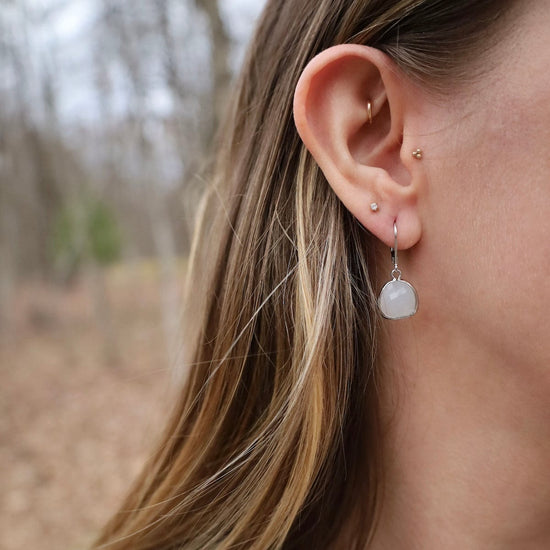 EAR Sterling Silver Peach Crystal Lever Back Earrings