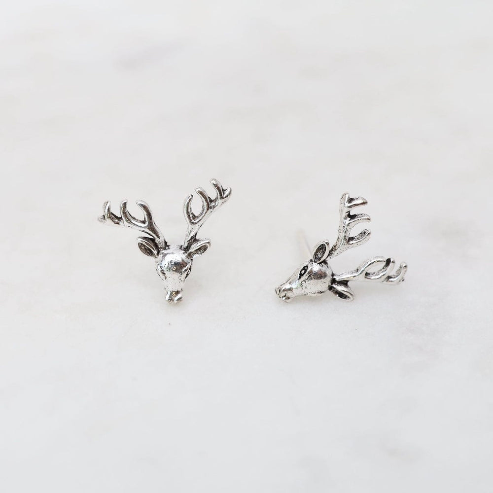 EAR Sterling Silver Reindeer Head Post Earrings