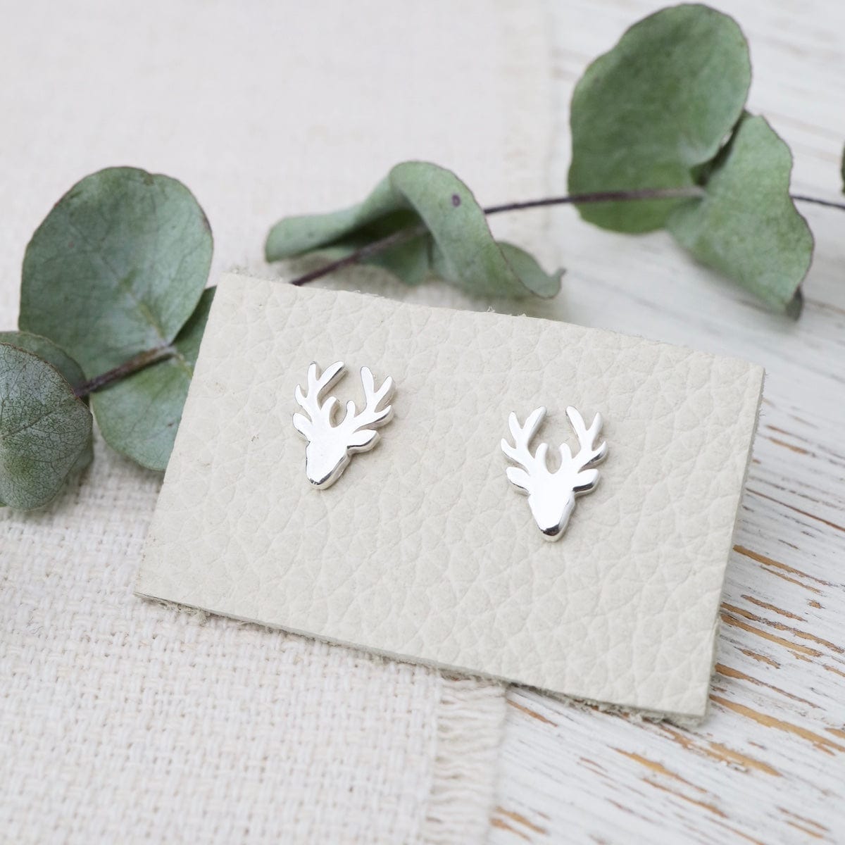 EAR Sterling Silver Reindeer Head Post Earrings