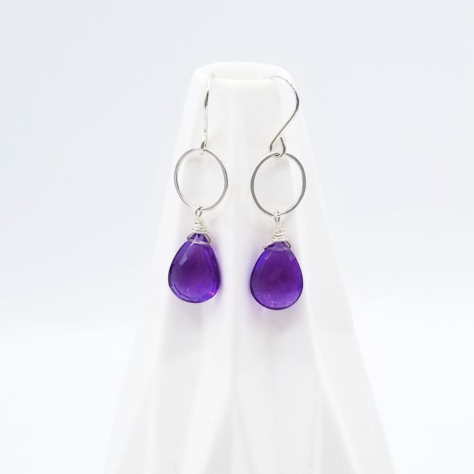 EAR Sterling Silver Ring and Amethyst Drop Earring