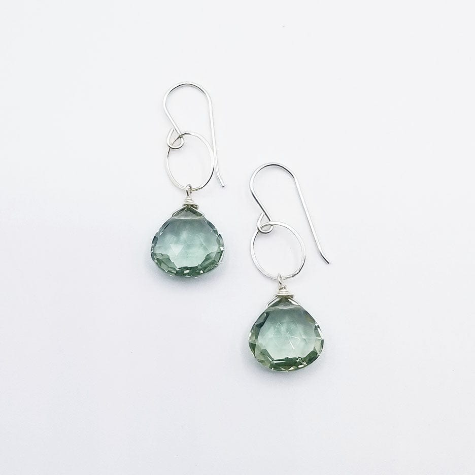 EAR Sterling Silver Ring and Green Amethyst Drop Earring