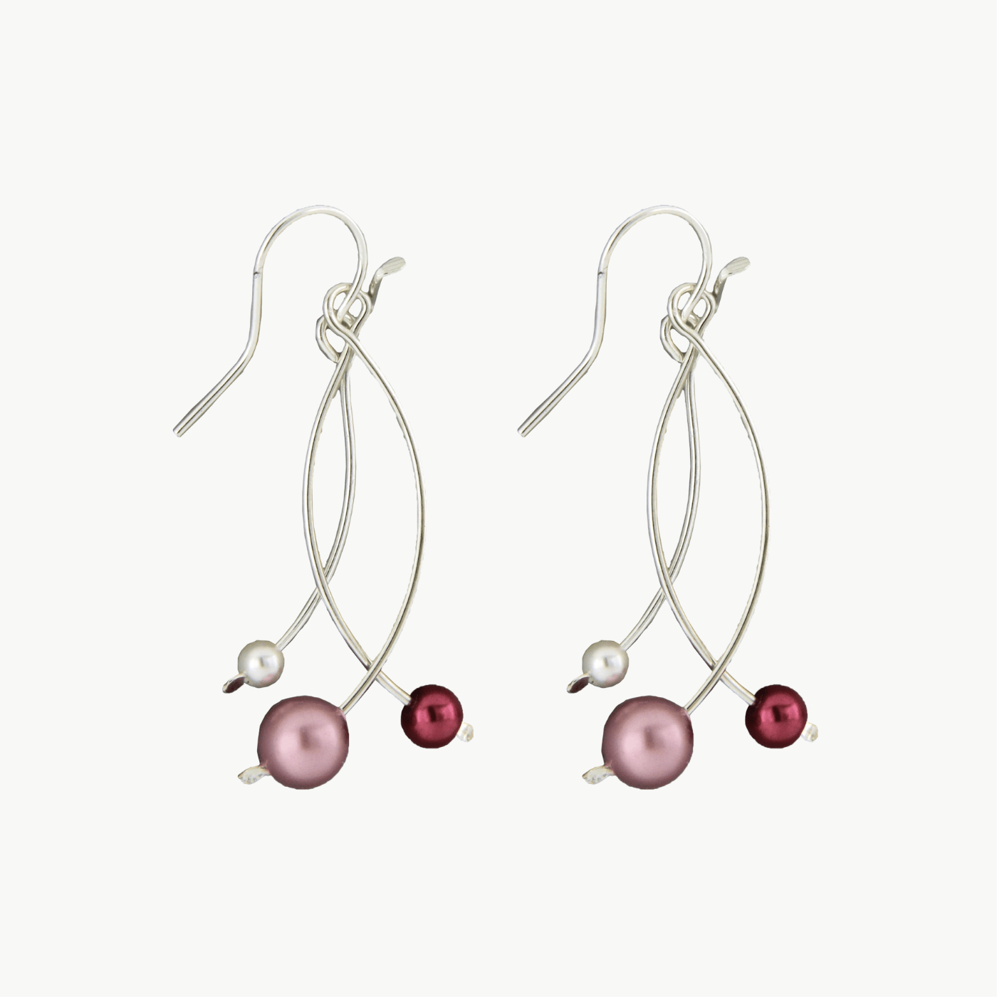 EAR Sterling Silver & Rose Talking Friends Pearl Earrings