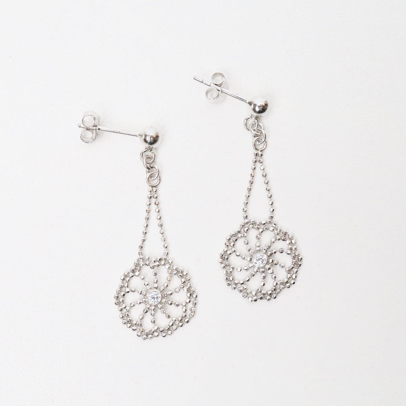 EAR Sterling Silver Sand Dollar with CZ Earrings