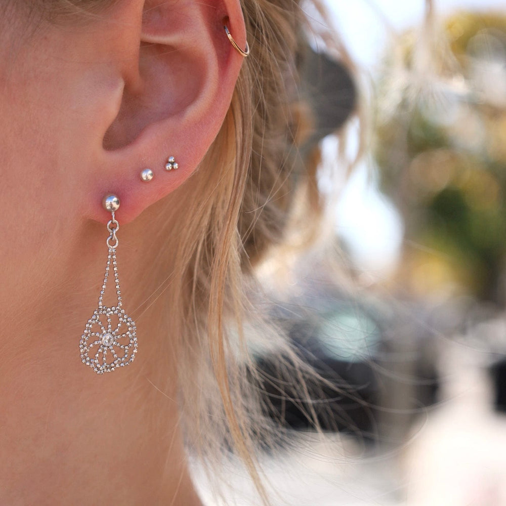 EAR Sterling Silver Sand Dollar with CZ Earrings