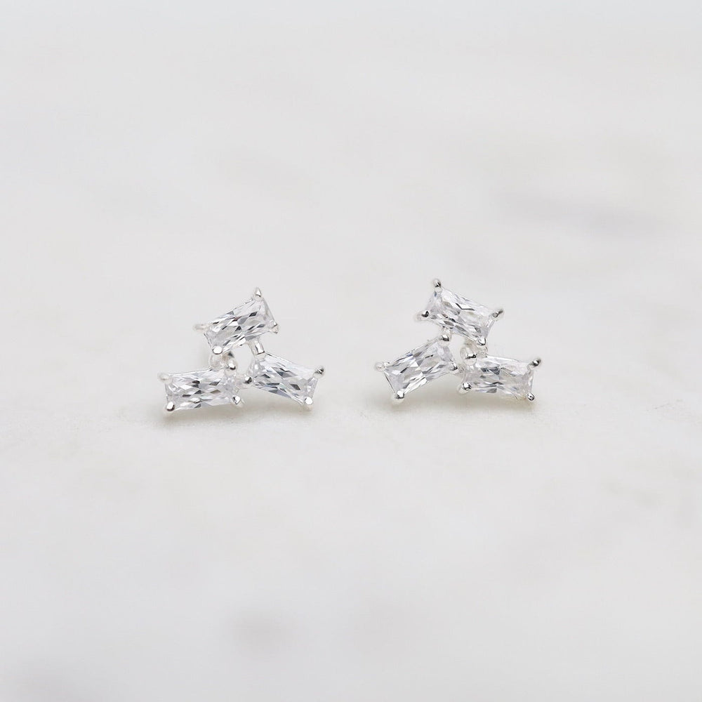 
                      
                        EAR Sterling Silver Scattered Baguette CZ Stud Earrings
                      
                    