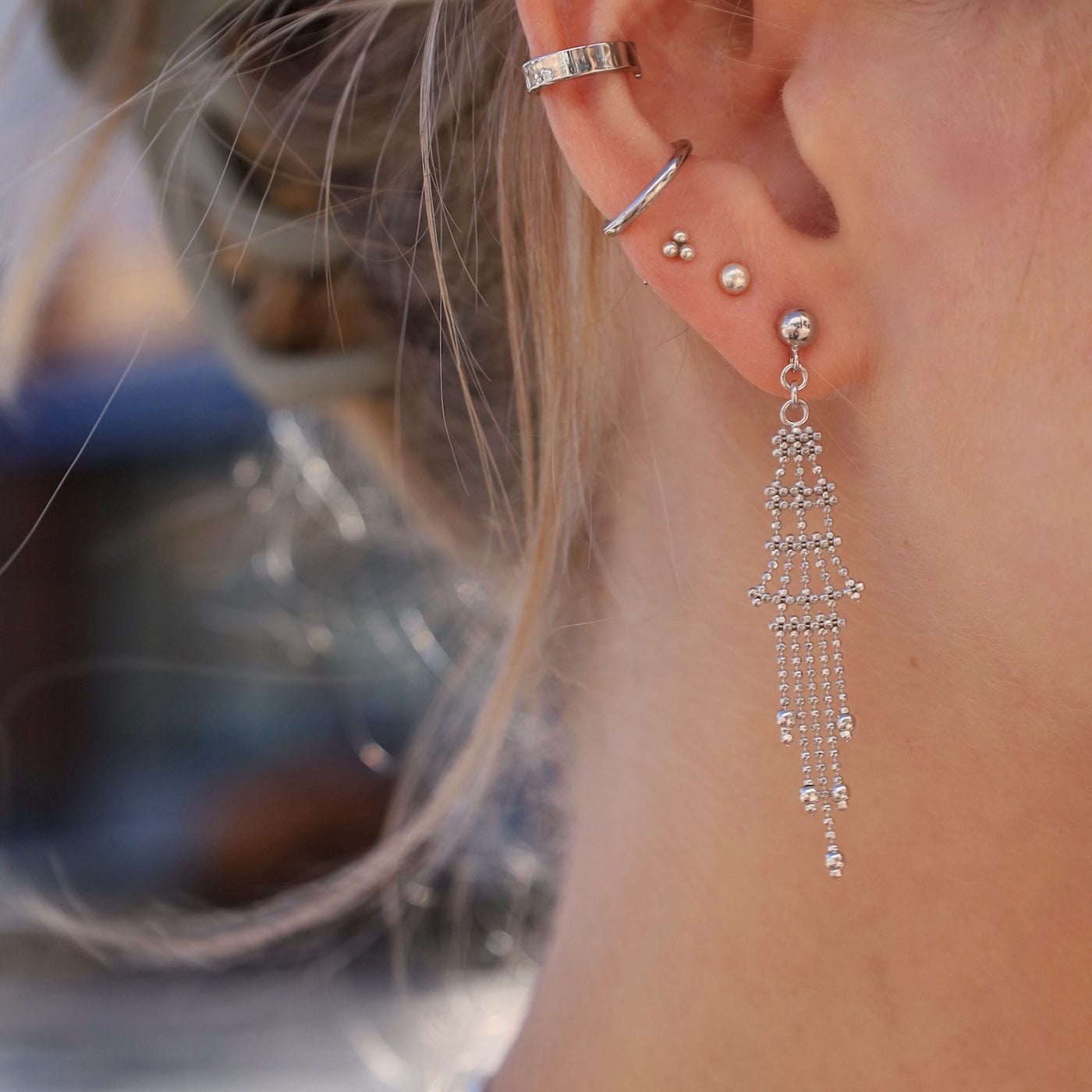 EAR Sterling Silver Simple Woven Earrings