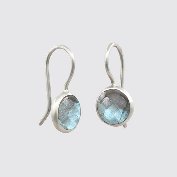 EAR Sterling Silver Small Faceted Organic Labradorite Drop Earrings