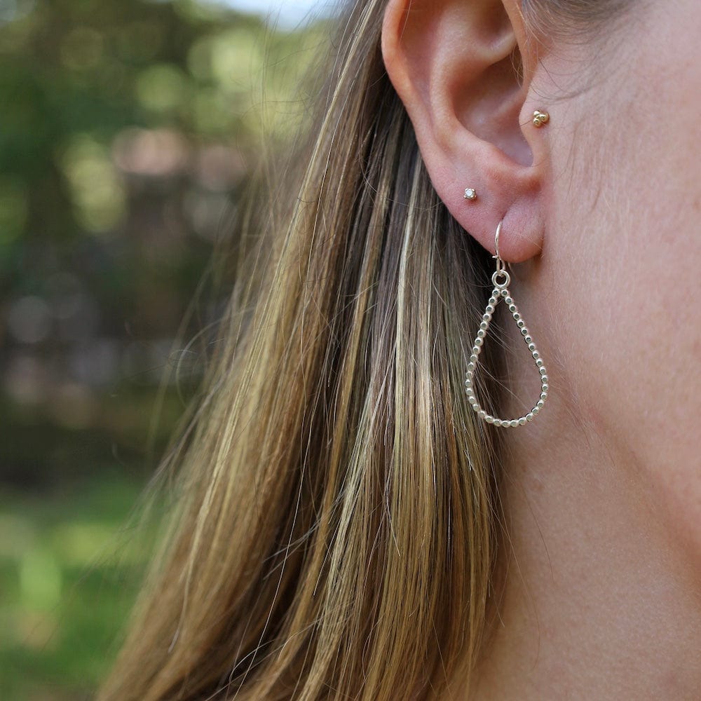 EAR Sterling Silver Smashed Bead Teardrop