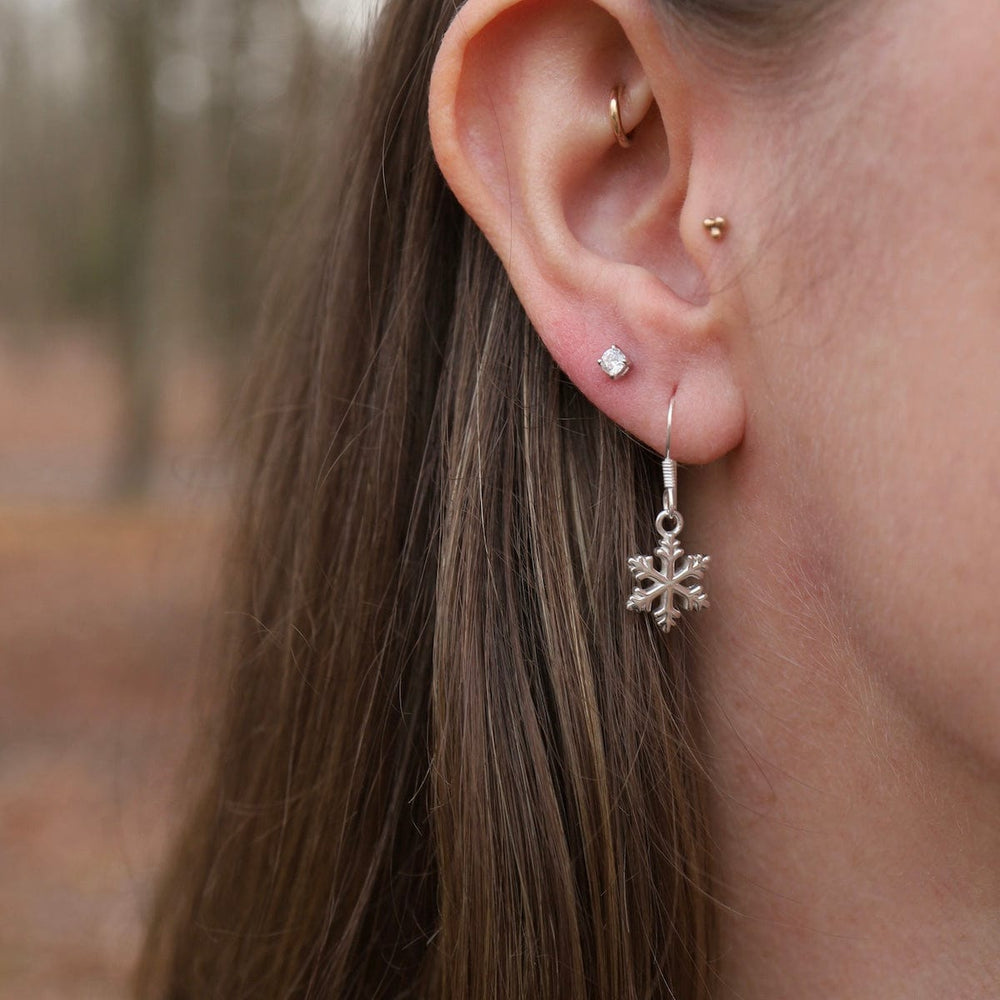 EAR Sterling Silver Snowflake Drop Earrings