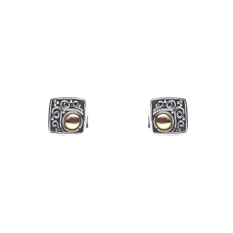 Load image into Gallery viewer, EAR Sterling Silver Square Stud with 22k Gold Dot
