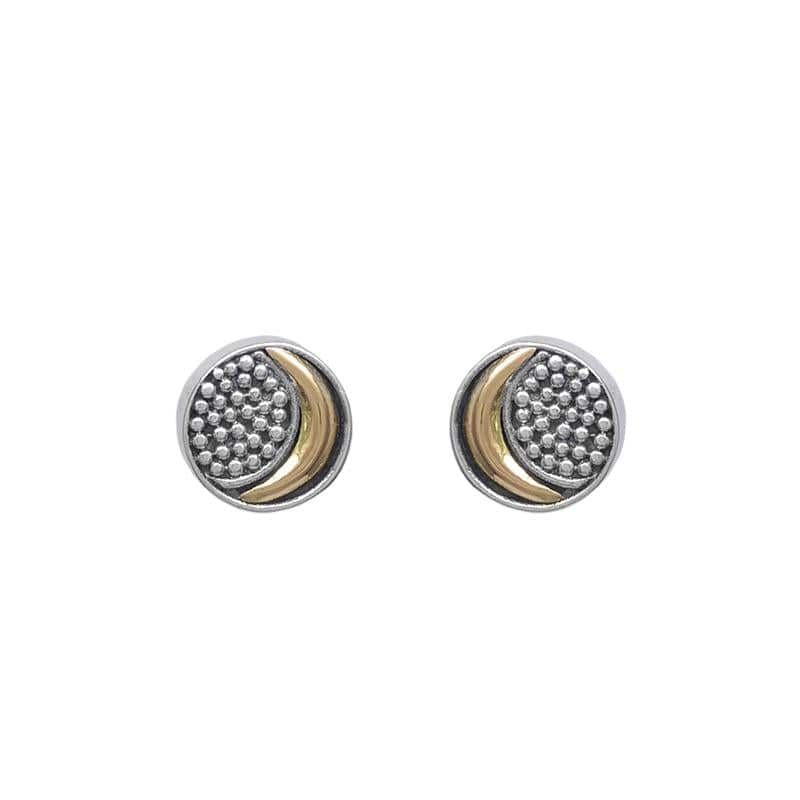 EAR Sterling Silver Stud with 18k Gold Moon Earring