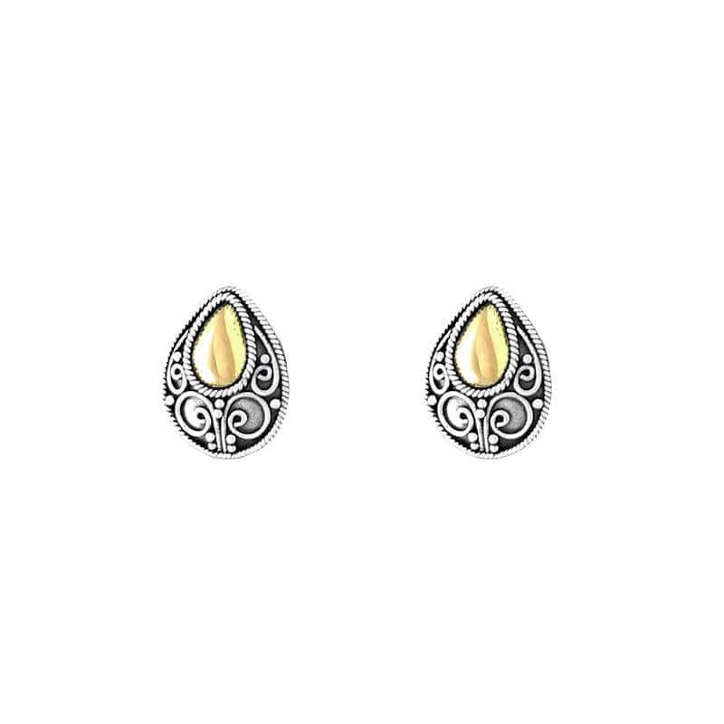 EAR Sterling Silver Teardrop Stud with 22k Gold