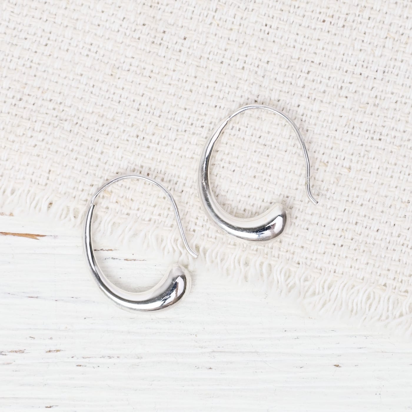 EAR Sterling Silver Teardrop Swoop Earrings