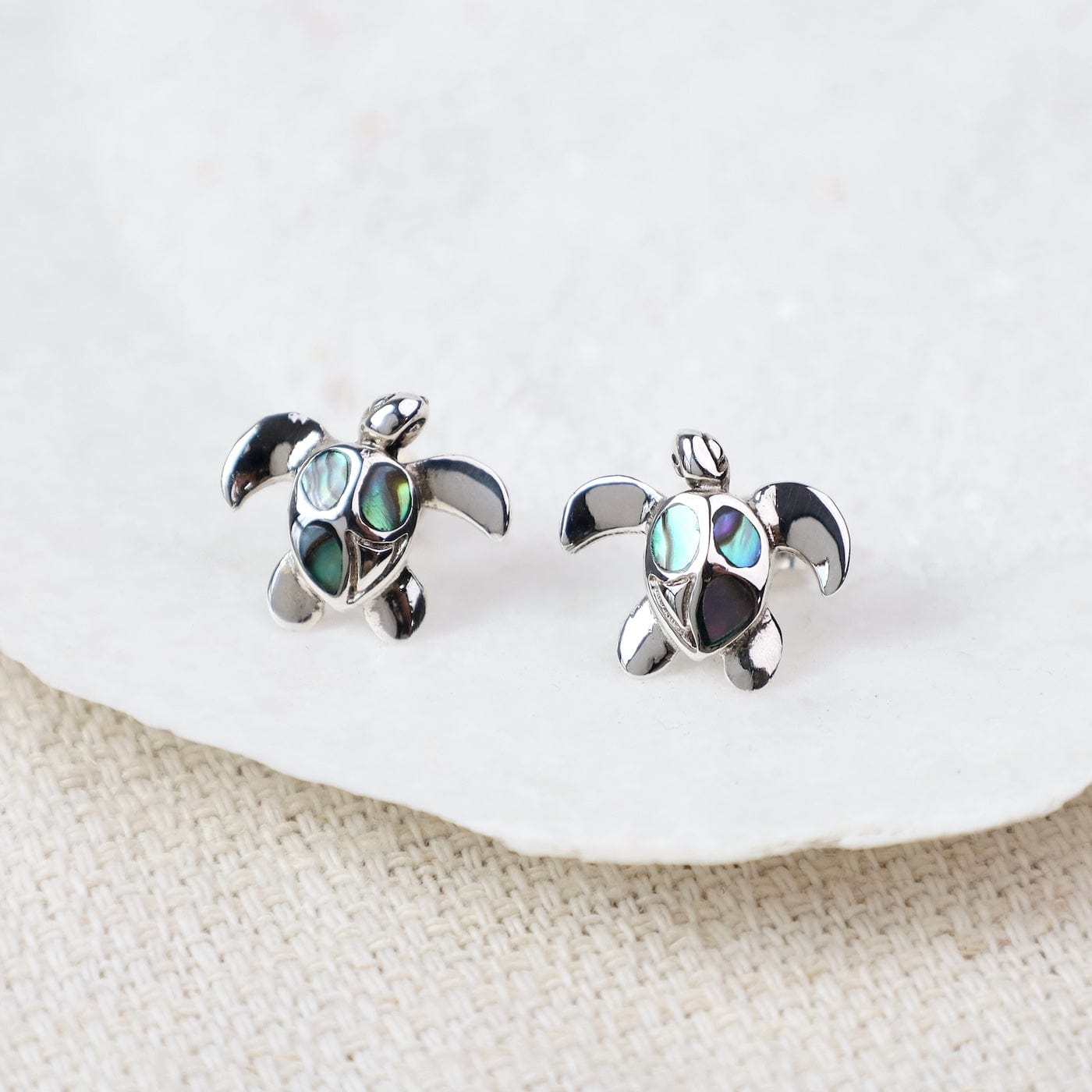 EAR Sterling Silver Tiny Abalone Turtle Post Earrings
