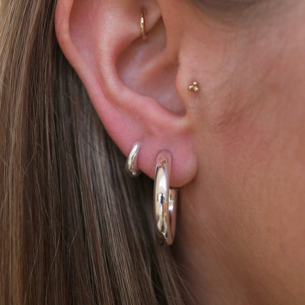 EAR Sterling Silver Tiny Crescent Click Huggie Hoops