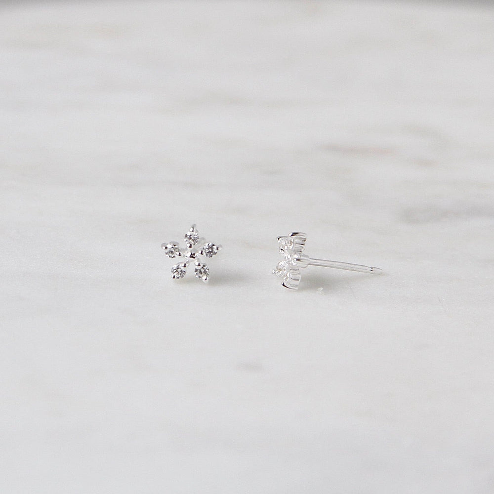 
                  
                    EAR Sterling Silver Tiny CZ Flower Post Earring
                  
                