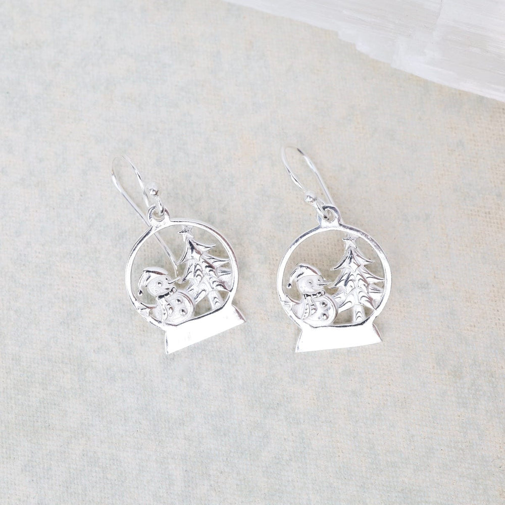 EAR Sterling Silver Tree & Snowman Drop Earrings