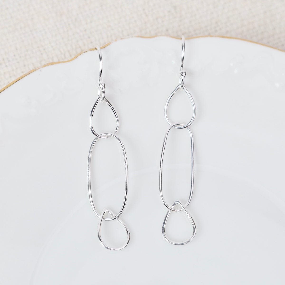 EAR Sterling Silver Triple Irregular Shapes Earrings