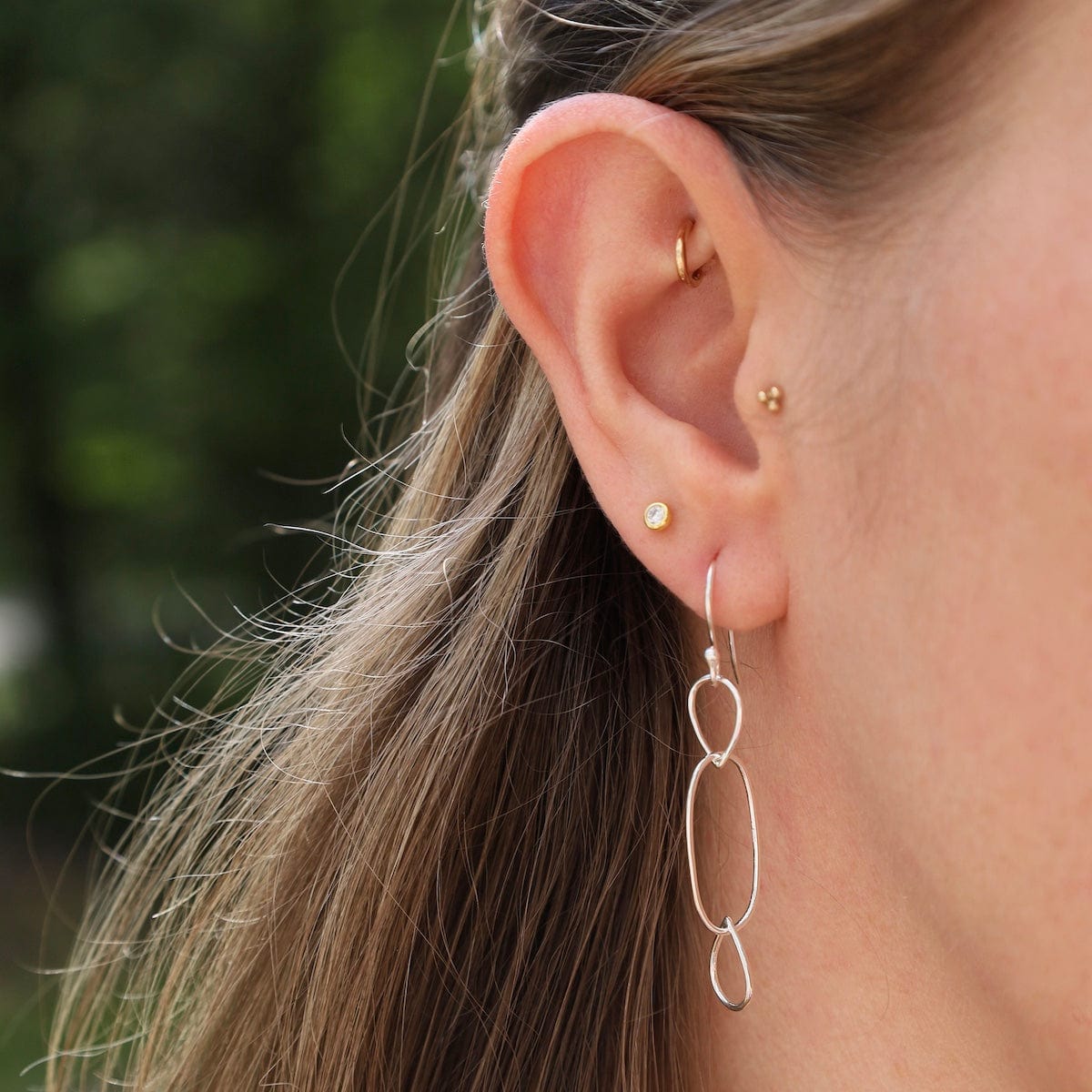EAR Sterling Silver Triple Irregular Shapes Earrings