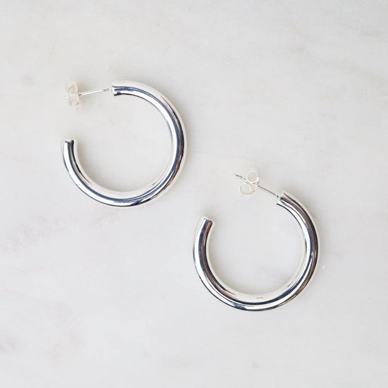 EAR Sterling Silver Tube Hoops on Posts