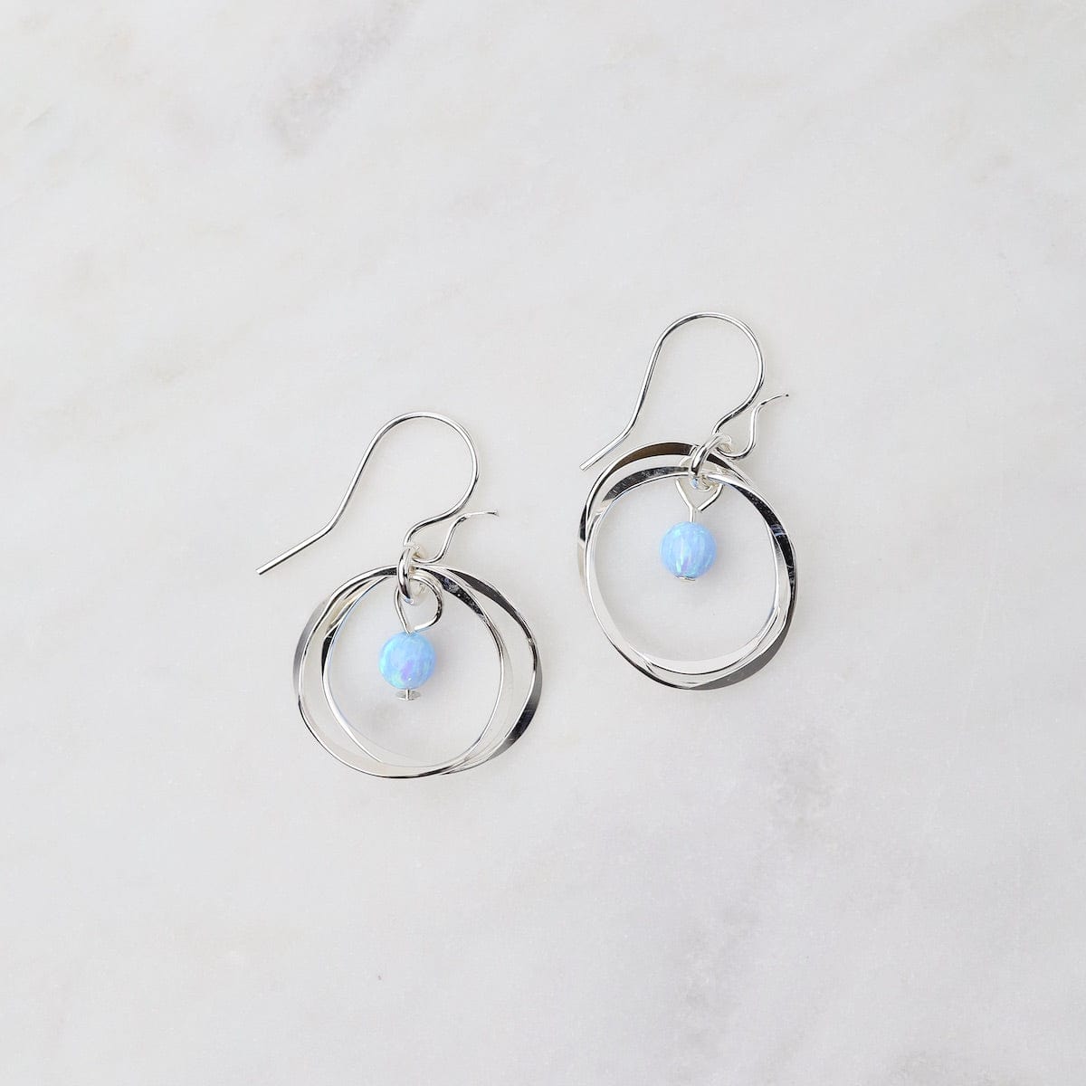 EAR Sterling Silver Twin Blue Opal Earrings