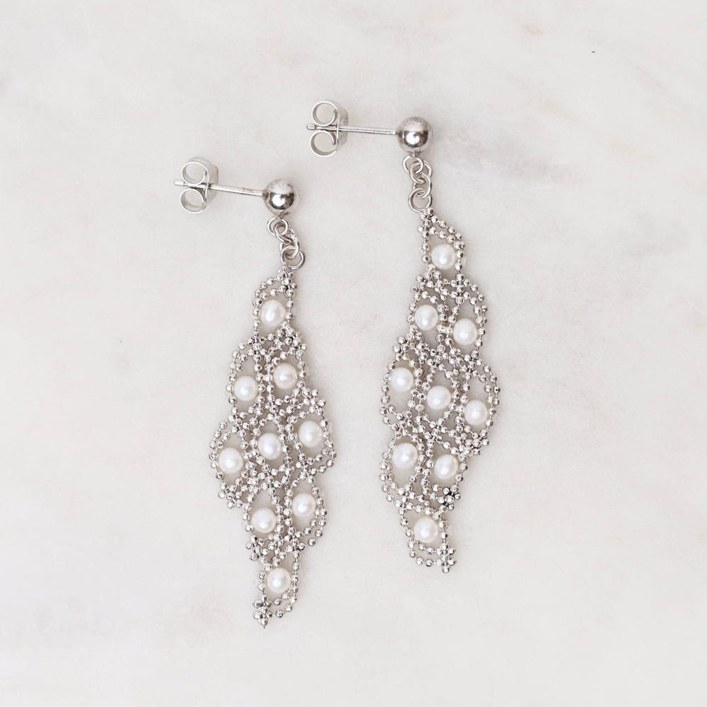 
                      
                        EAR Sterling Silver Woven Diamond with Pearl Drop Earrings
                      
                    