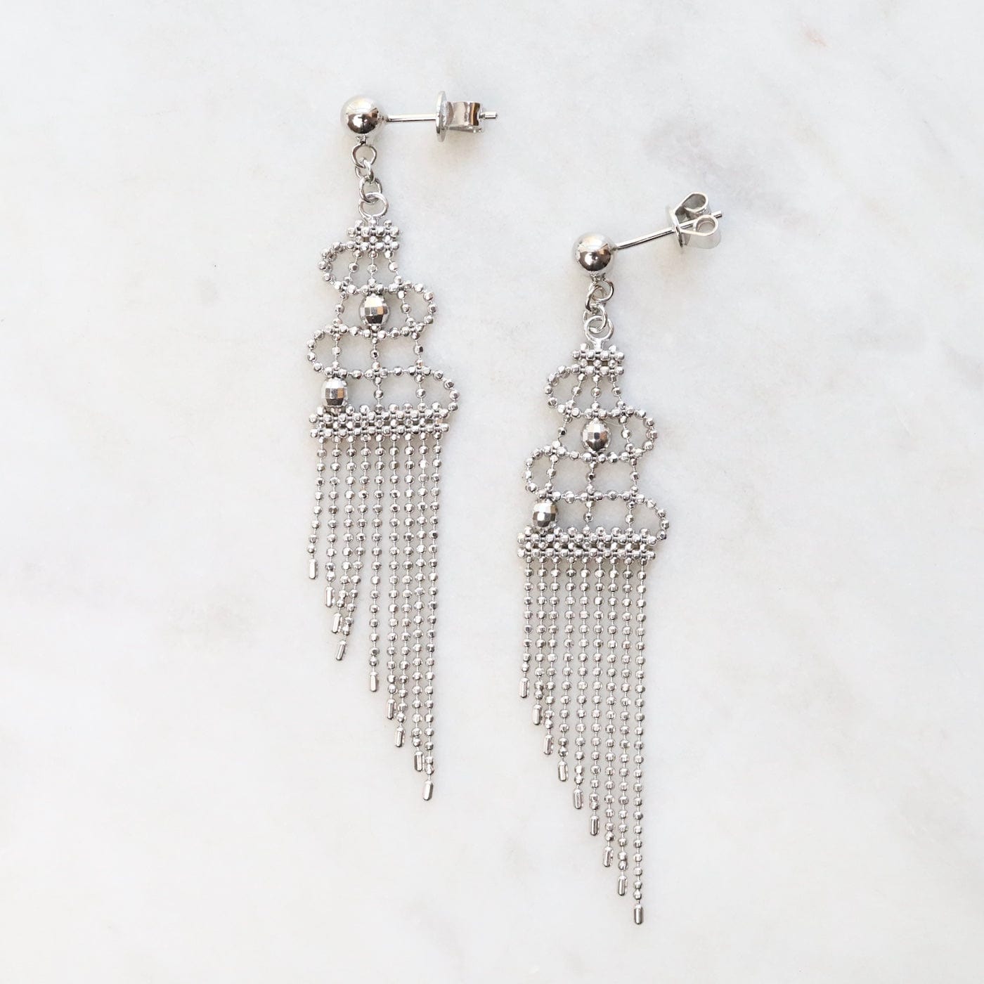 EAR Sterling Silver Woven Drape with Dangles Earrings