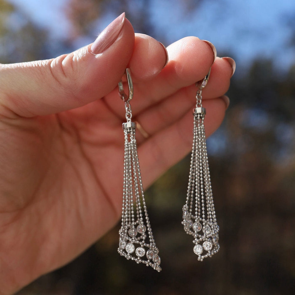 
                  
                    EAR Sterling Silver Woven Draped Spiral CZ Dangle Earrings
                  
                