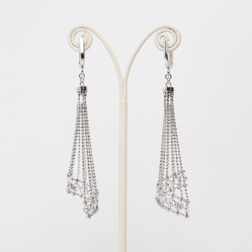 
                  
                    EAR Sterling Silver Woven Draped Spiral CZ Dangle Earrings
                  
                