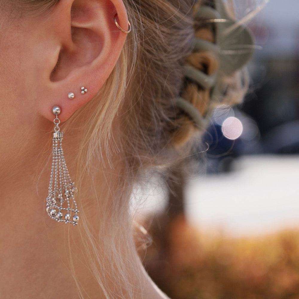 EAR Sterling Silver Woven Draped Spiral Earrings