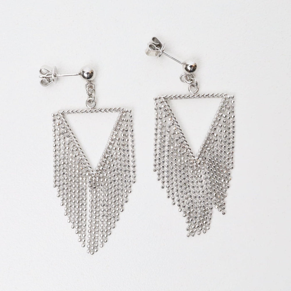 EAR Sterling Silver Woven Fringed Triangle Earrings