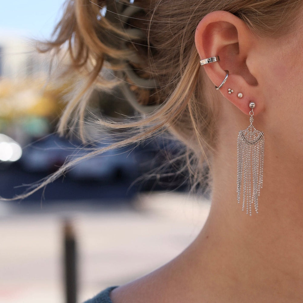 EAR Sterling Silver Woven Lace Fan Earrings