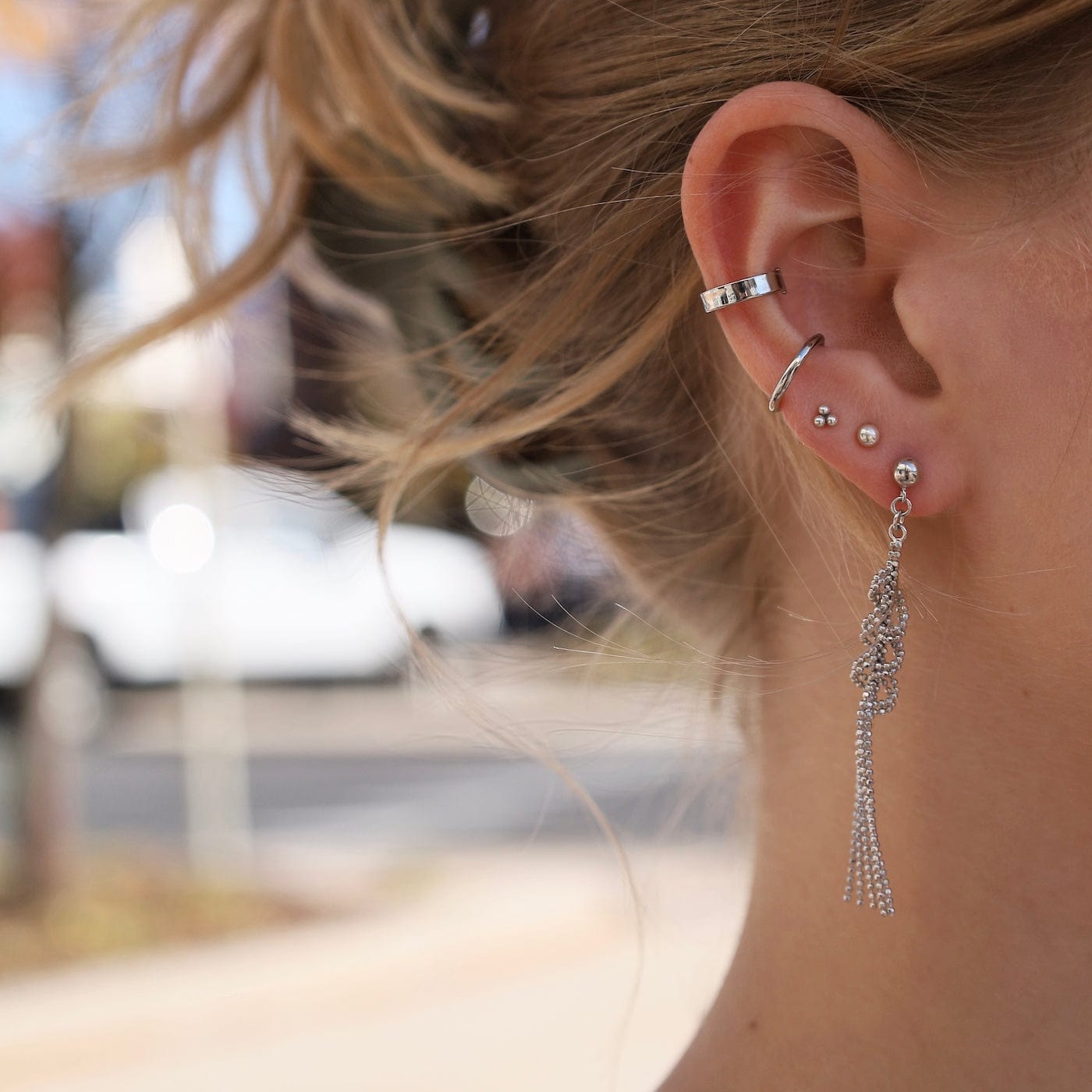 Sterling Silver Woven Lace Helix Earrings