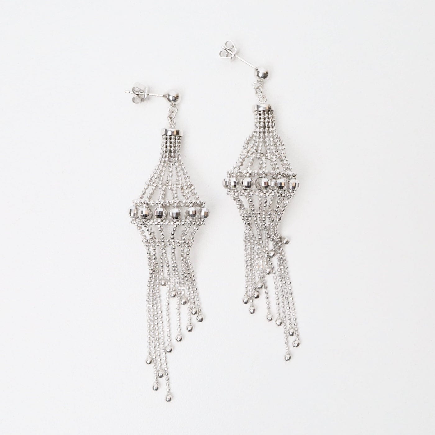 EAR Sterling Silver Woven Lace Lantern Spiral Drops Earrings