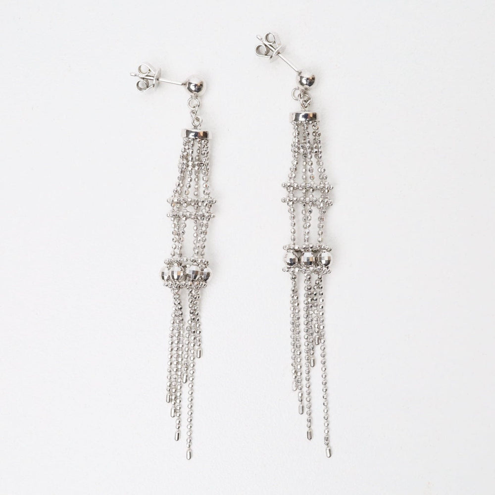 EAR Sterling Silver Woven Lace Long Lantern and Spiral Drops Earrings