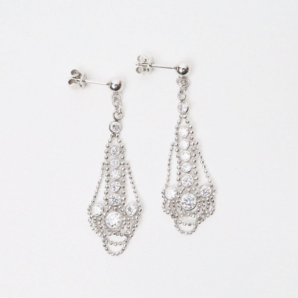 EAR Sterling Silver Woven Lace with CZ Earrings