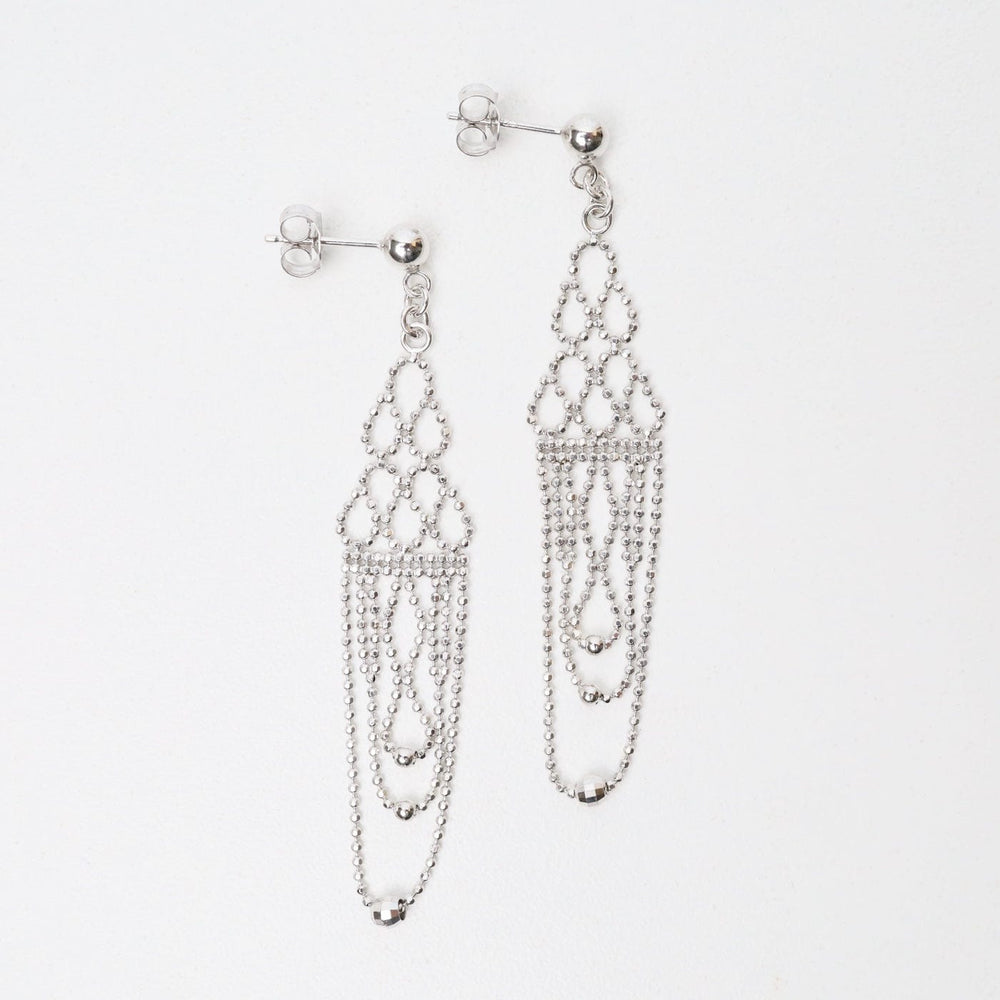 EAR Sterling Silver Woven Loops Fringe Earrings