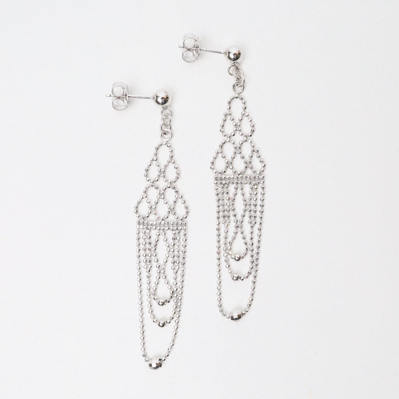 EAR Sterling Silver Woven Loops Fringe Earrings