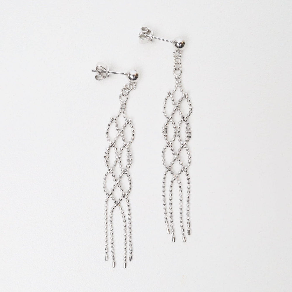 EAR Sterling Silver Woven Open Braid with Fringe Earrings